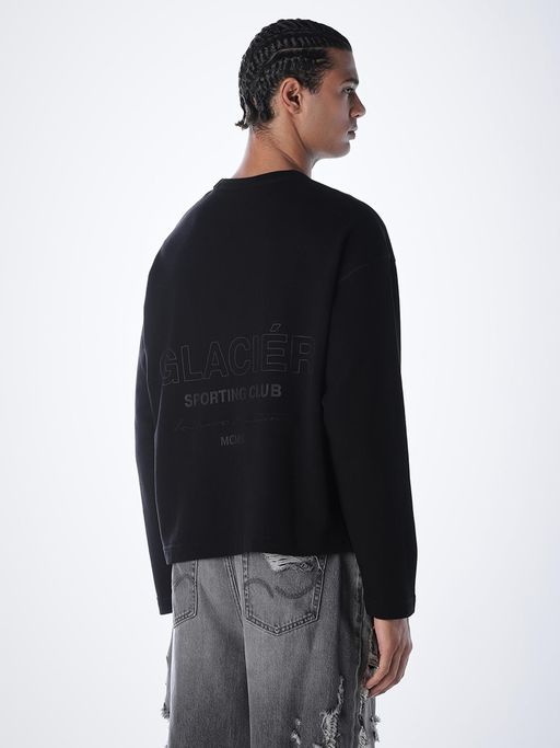 Jack & Jones Men Regular Fit Solid Black Sweatshirt