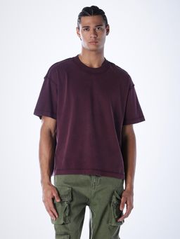 Jack & Jones - Men Regular Fit Solid Purple T-shirt
