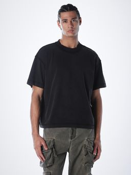 Jack & Jones - Men Regular Fit Solid Black T-shirt