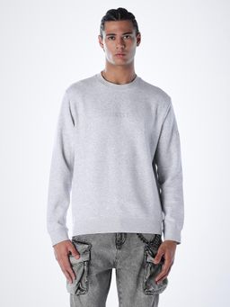 Jack & Jones - Men Regular Fit Solid Grey Sweatshirt
