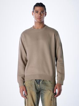 Jack & Jones - Men Regular Fit Solid Brown Sweatshirt