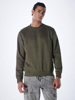 Jack & Jones - Men Regular Fit Solid Green Sweatshirt