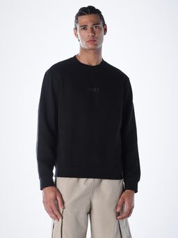 Jack & Jones - Men Regular Fit Solid Black Sweatshirt