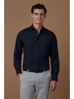 Allen Solly - Men Navy Blue Solid Full Sleeves Formal Shirt