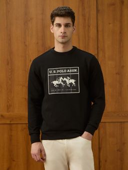 U.S. POLO ASSN. - Men's Brand Printed Equestrian Aisle Theatre Sweatshirt - Black