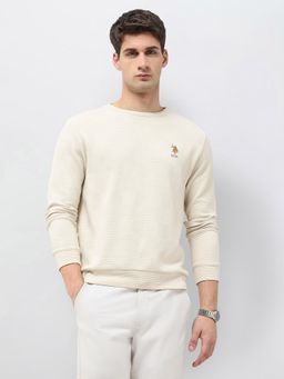 U.S. POLO ASSN. - Men's Textured Patterned Knit Regular Fit Sweatshirt - Beige