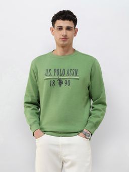 U.S. POLO ASSN. - Men's Brand Typography Printed Regular Fit Sweatshirt - Green