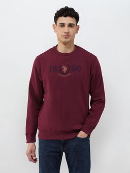 U.S. POLO ASSN. - Men's Numeric Brand Embroidered Regular Fit Sweatshirt - Maroon