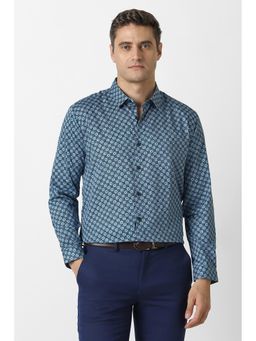 Van Heusen - Men Blue Printed Full Sleeves Shirt