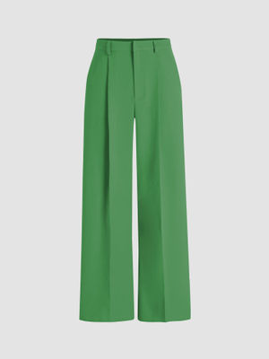 Buy Cider High Waist Pleated Wide Leg Pants Online