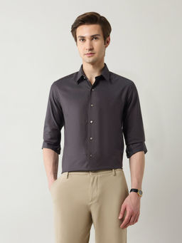Arrow Newyork - Men Brown Textured Slim Fit Formal Shirt