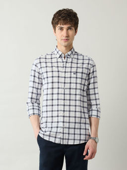 Arrow Sports - Men White Checks Slim Fit Casual Shirt
