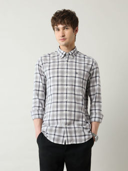 Arrow Sports - Men Grey Checks Slim Fit Casual Shirt