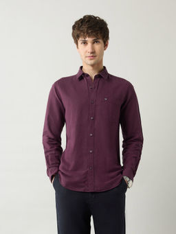 Arrow Sports - Men Maroon Solid Slim Fit Casual Shirt
