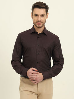 JadeBlue - Men Maroon Check Slim Fit Formal Shirt