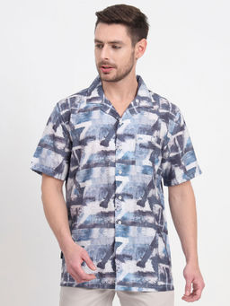 JadeBlue - Men Blue Printed Slim Fit Casual Shirt