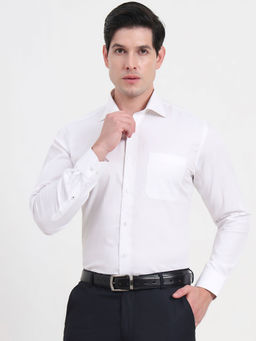 Metal - Men White Solid Slim Fit Formal Shirt