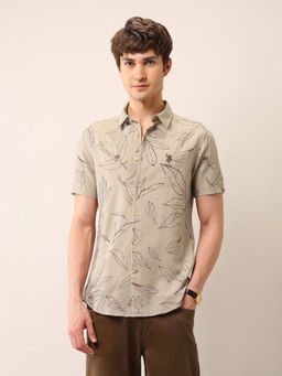 U.S. Polo Assn. Denim Co. - Men Beige Printed Regular Fit Casual Shirt