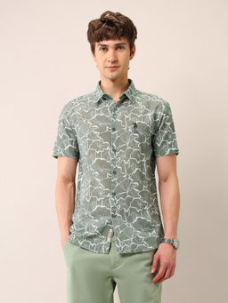 U.S. Polo Assn. Denim Co. - Men Green Printed Regular Fit Casual Shirt