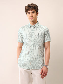U.S. Polo Assn. Denim Co. - Men Green Printed Regular Fit Casual Shirt