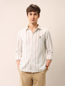 U.S. Polo Assn. Denim Co. - Men Off White Stripes Regular Fit Casual Shirt