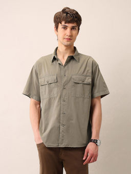 U.S. Polo Assn. Denim Co. - Men Olive Solid Regular Fit Casual Shirt