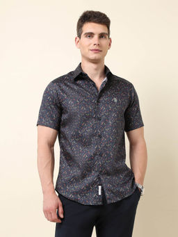 U.S. POLO ASSN. - Men Grey Printed Tailored Fit Casual Shirt