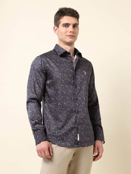 U.S. POLO ASSN. - Men Grey Printed Tailored Fit Casual Shirt