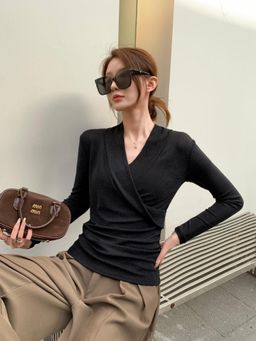 MISS MOSA BY AKANKSHA - Women Black Woven Top