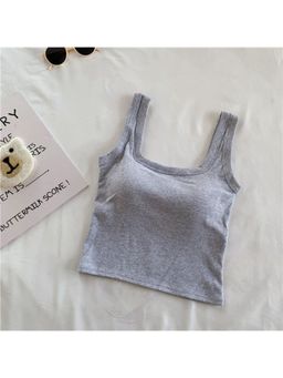 MISS MOSA BY AKANKSHA - Women Grey Solid Top