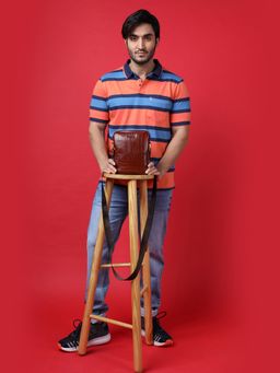 Sassora - Genuine Leather Mens Small Sling Crossbody Bag