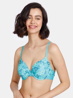 Zivame - Summer Blooms Push-Up Wired Medium Coverage Bra - Ceramic-Blue