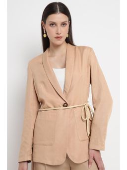 Diana Gallesi - Belted Relaxed Blazer - Beige