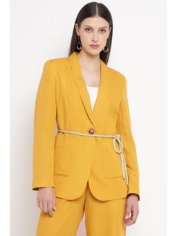 Diana Gallesi - Belted Relaxed Blazer - Yellow