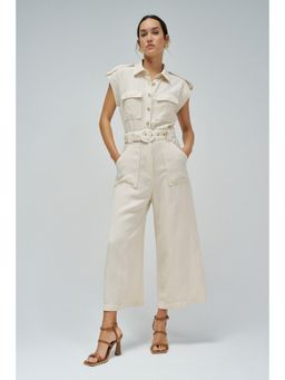 Salsa Jeans - Light Denim Jumpsuit with Belt - Off White