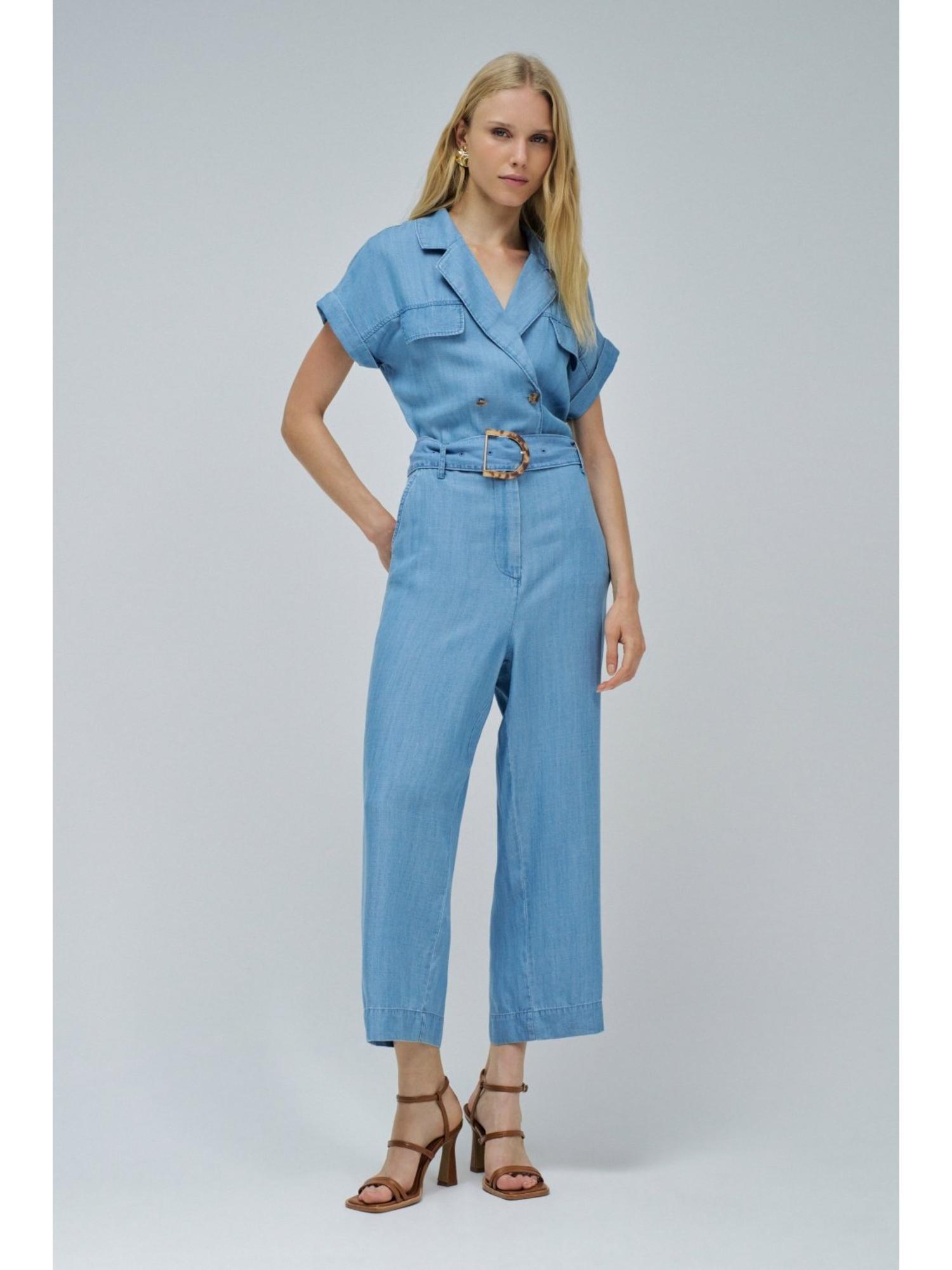 salsa jeans Jumpsuit In Light Denim with Belt - Blue-picture-18