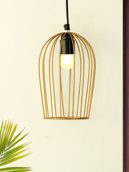 ExclusiveLane - Modern Gold Bird Cage Hanging Pendant Lamp Shade 7.6 Inch Conical