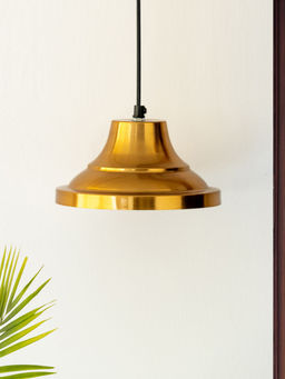 ExclusiveLane - Modern Gold Pedestal Hanging Pendant Lamp 8.0 Inch Conical Golden