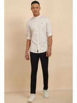 Allen Solly - Men Beige Custom Fit Print Full Sleeves Casual Shirt