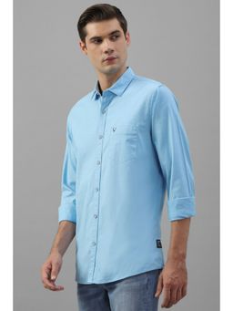 Allen Solly - Men Blue Super Slim Fit Solid Full Sleeves Casual Shirt