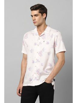 Allen Solly - Men White Custom Fit Print Half Sleeves Casual Shirt