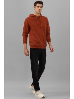 Allen Solly - Men Rust Hooded Neck Full Sleeves Casual Sweatshirt
