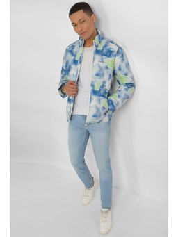 Allen Solly - Men Blue Printed Full Sleeves Casual Jacket