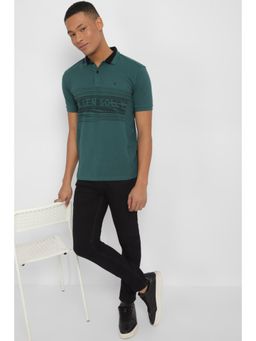 Allen Solly - Men Green Print Polo T-Shirt