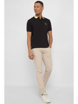 Allen Solly - Men Black Solid Polo T-Shirt