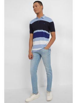 Allen Solly - Men Blue Colorblock Polo T-Shirt