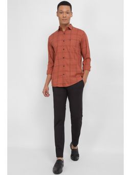 Allen Solly - Men Red Slim Fit Check Full Sleeves Casual Shirt