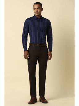 Allen Solly - Men Navy Slim Fit Stripe Full Sleeves Formal Shirt