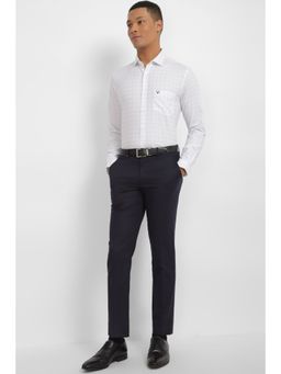 Allen Solly - Men White Slim Fit Check Full Sleeves Formal Shirt