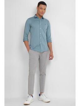 Allen Solly - Men Blue Slim Fit Solid Full Sleeves Casual Shirt